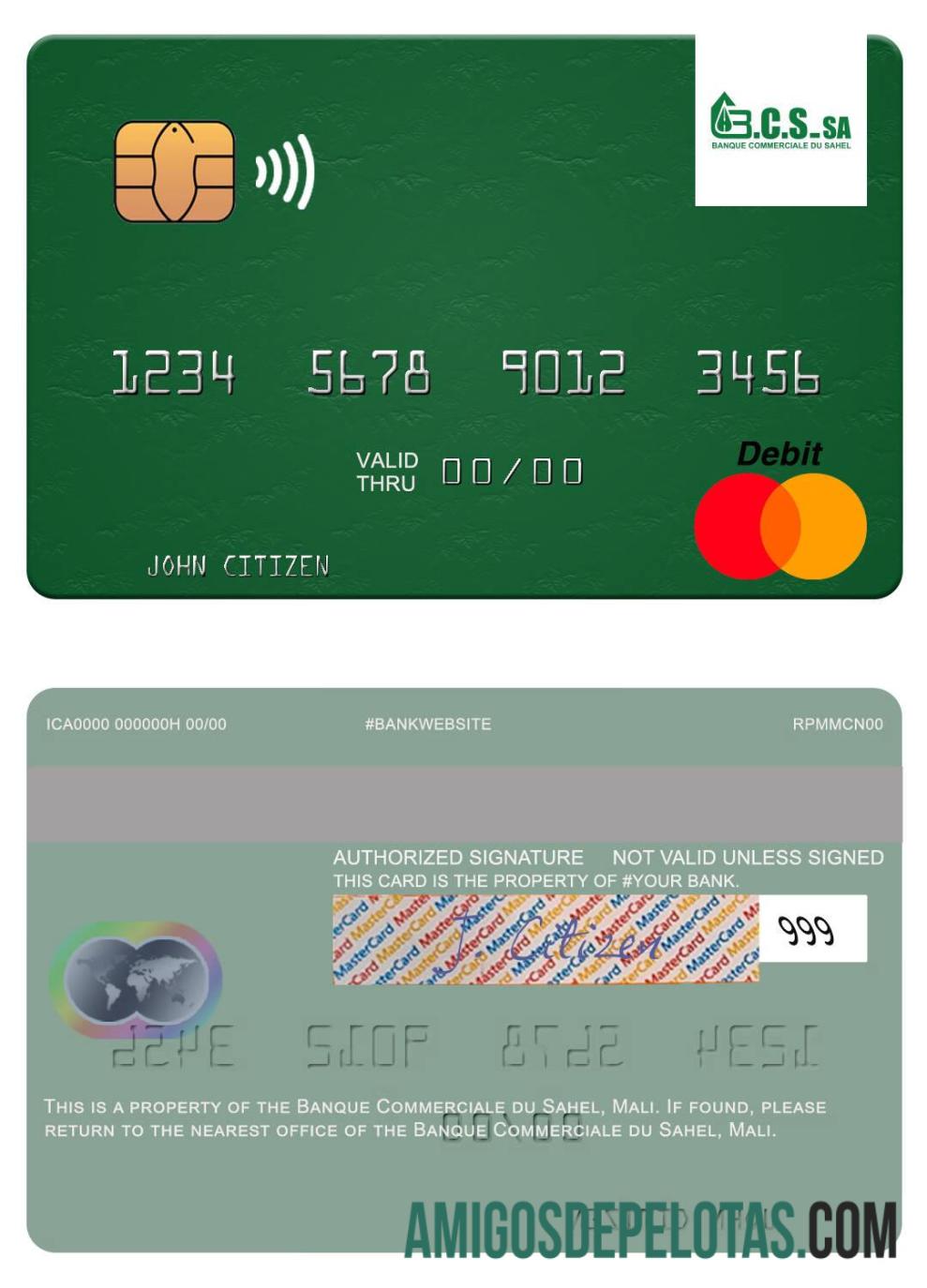 Mali Banque Commerciale Du Sahel Mastercard download for verification